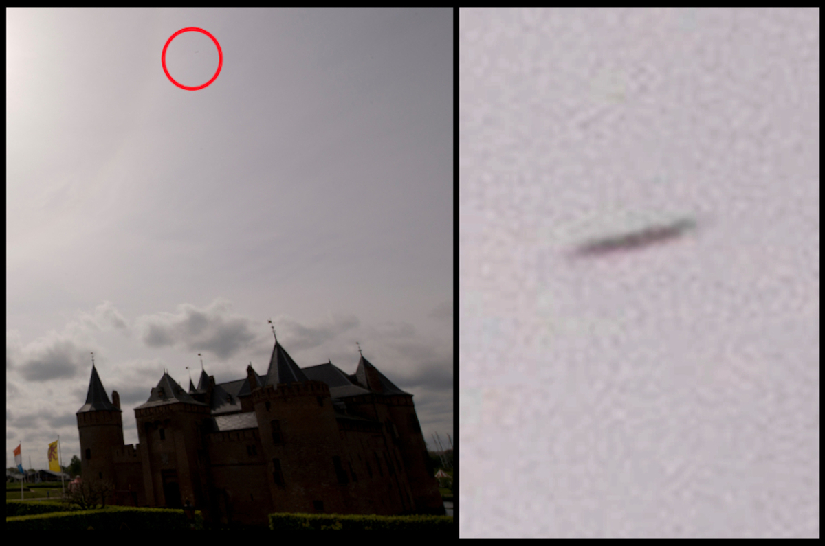 Ben Hansen, lead investigator of the Syfy Channel's "Fact or Fake: Paranormal Files," while he studied the entire five-image sequence that were taken in the span of one second. Hansen asserts that the alleged UFOs in these images were probably insects.