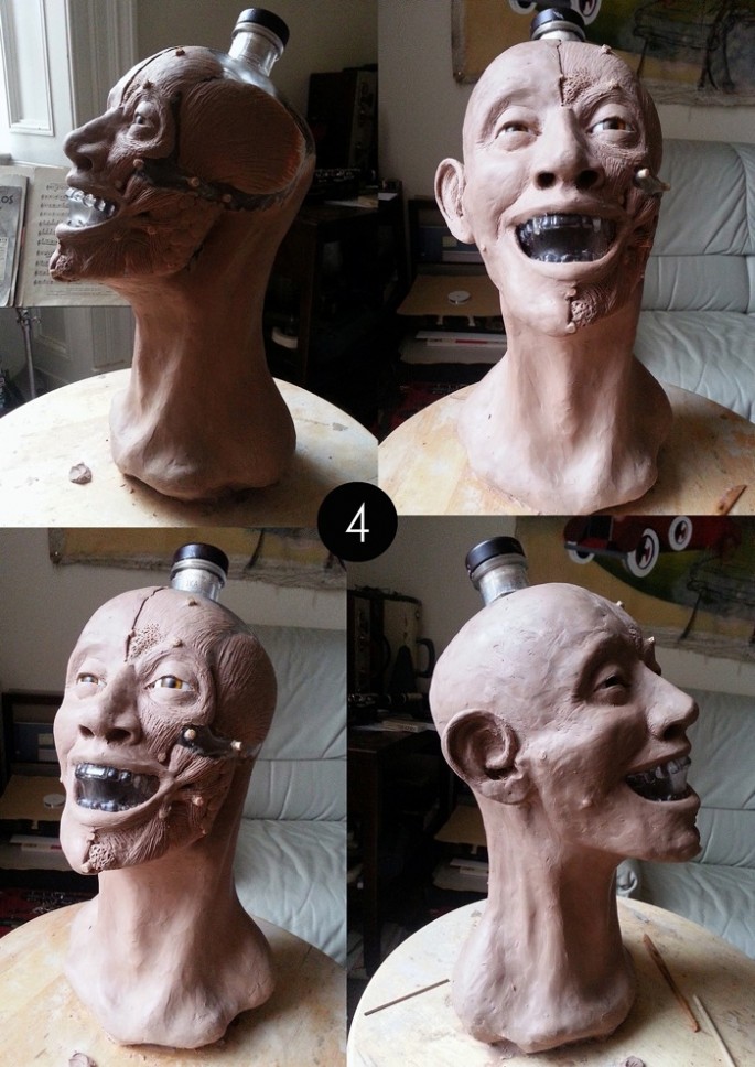 Guy Artistically Changes Skull Liquor Bottle Into Creepy Face
