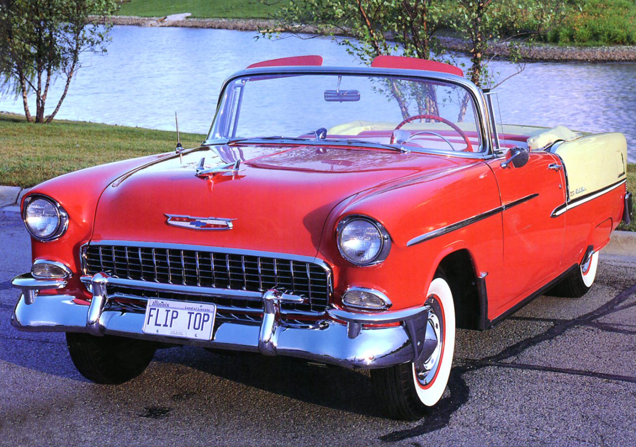 1955 Chevrolet Bel Air Convertible Red  White