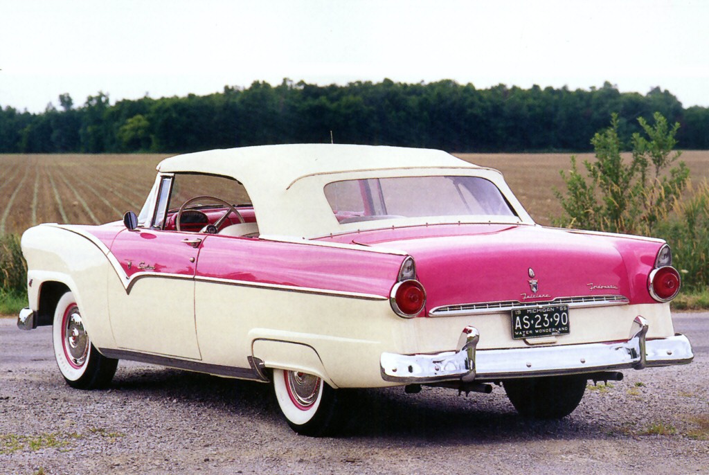 1955 Ford Fairlane Sunliner Convertible Coupe Pink  White