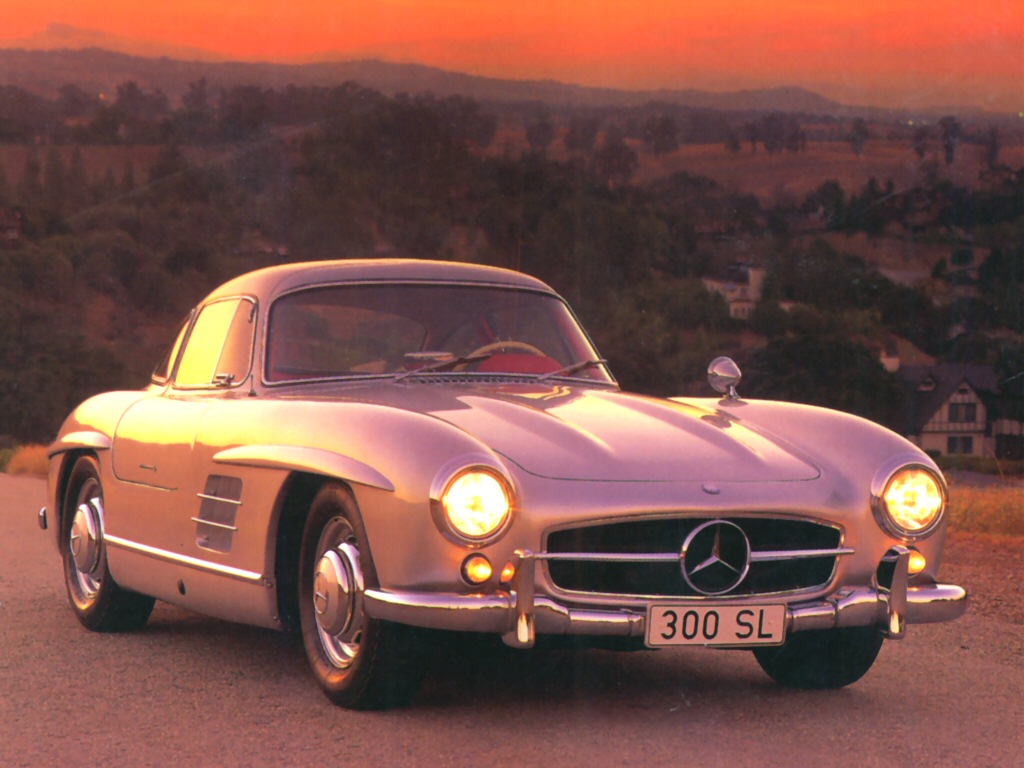 1955 Mercedes-Benz 300SL Gullwing Coupe at Dusk Silver