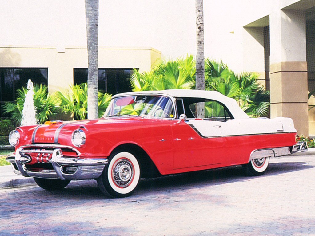 1955 Pontiac Star Chief Convertible Red  White