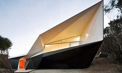 Klein Bottle House Mornington Peninsula, Australia. A Klein Bottle is a complex mathematical concept that involves folding a cylinder into itself in order to create an unusual, spiraling form. This notion was the driving force behind the Klein Bottle House, which appears to bring the interior out to the exterior and vice versa. A steel frame was layered with cement and sheet metal, while the architects created a courtyard at the center of the house to allow wind to pass through easily.