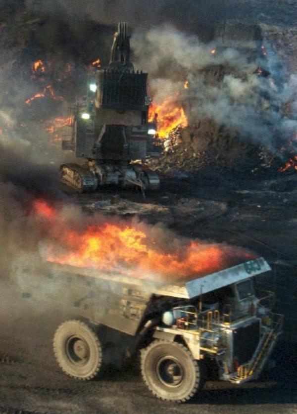 mining burning coal
