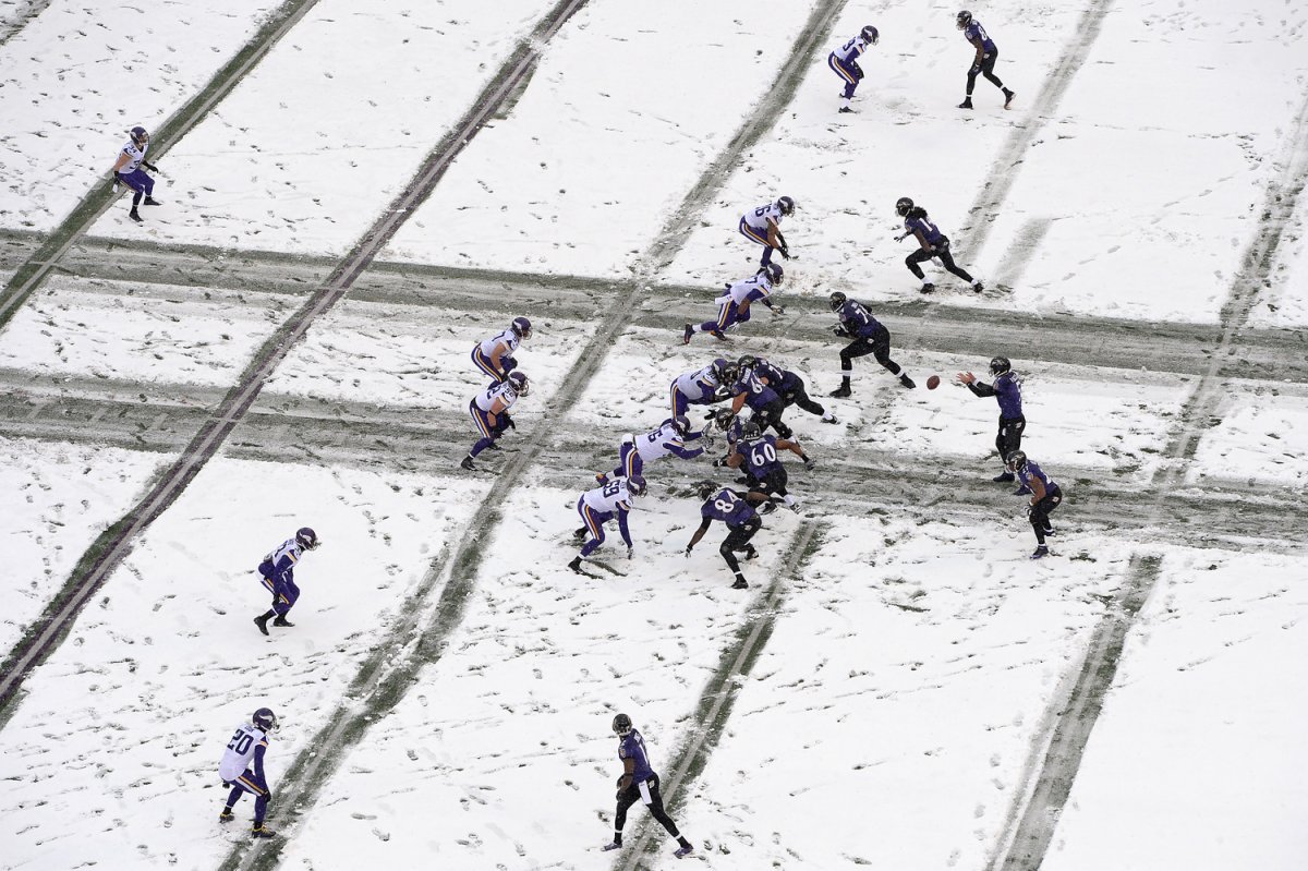 The crooked lines in the Ravens-Vikings game.