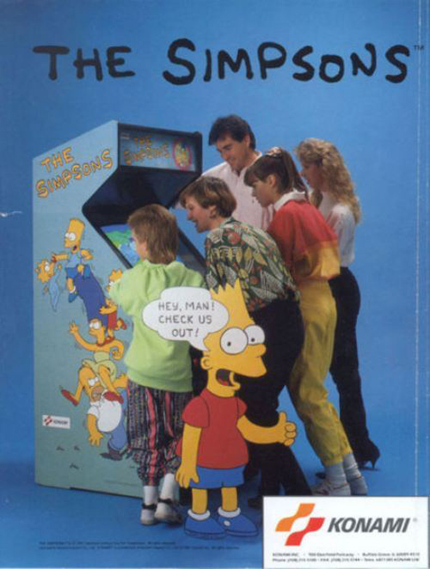 Crowded around The Simpsons Arcade