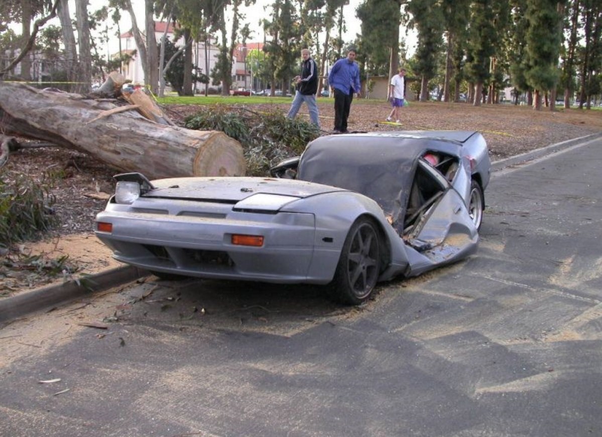 240sx crushed by tree