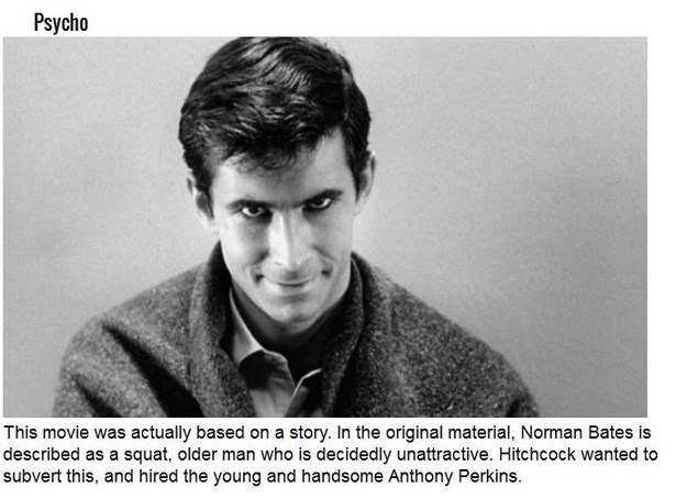norman bates psycho - Psycho This movie was actually based on a story. In the original material, Norman Bates is described as a squat, older man who is decidedly unattractive. Hitchcock wanted to subvert this, and hired the young and handsome Anthony Perk