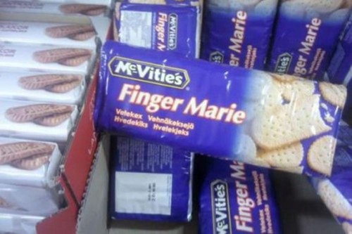 biscuits with rude names - Hvedekte Hvelekjeks Velekex Vehnikelejd Finger Mivities MVitie's Finger Marie KeVitie's Finger M. er Marie atles ger Marie