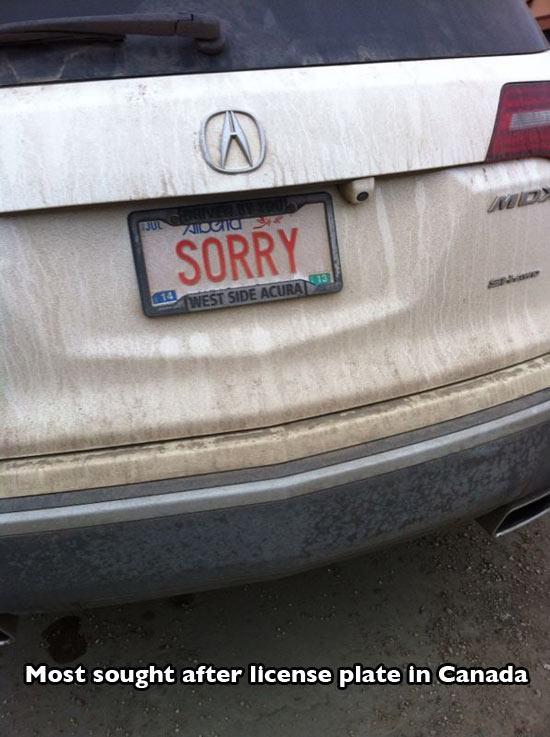 sorry license plate - Adca Sorry De West Side ACURA131 Most sought after license plate in Canada