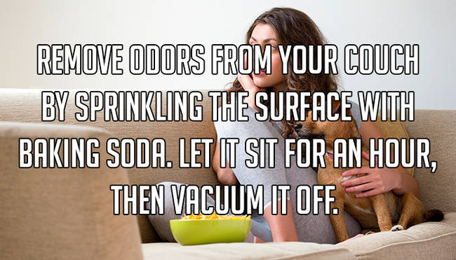 human behavior - Remove Odors From Your Couch By Sprinkling The Surface With Baking Soda. Let It Sit For An Hour, Then Vacuum It Off.