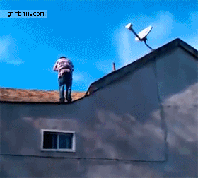 crackhead jumps off roof - gifbin.com