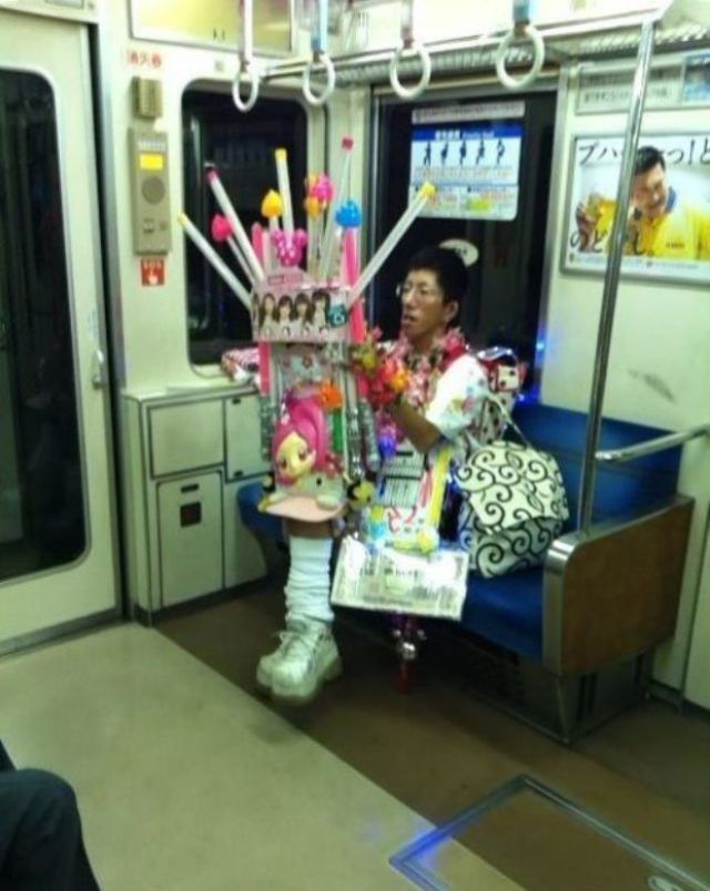 lady on train