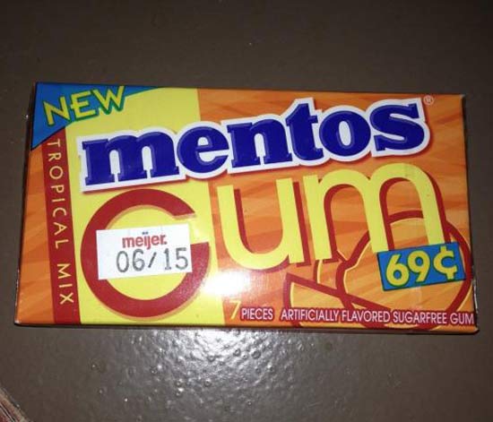 funny book sticker placement - New mentos Tropical Mix Guna meijer 0615 Pieces Artificially Flavored Sugarfree Gum