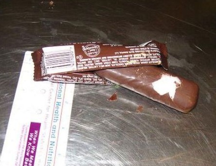 45 of these candy bars were confiscated by the T.S.A. They are compressed bricks of Methamphetamine coated in chocolate.
