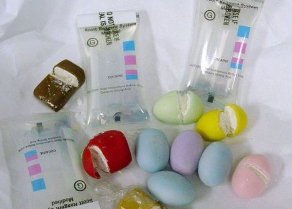 Cocaine hidden inside candy eggs.