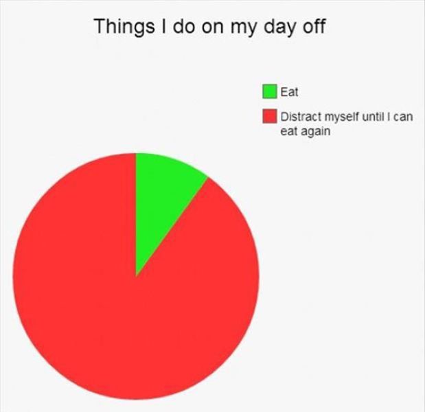 pie chart meme - Things I do on my day off Eat Distract myself until I can eat again