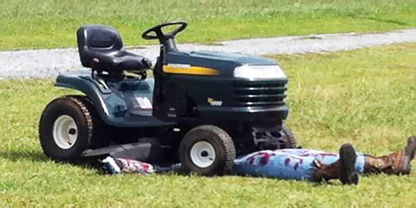 A Swedish man was killed when fell of his riding lawnmower. (Photo is a dramatization.)