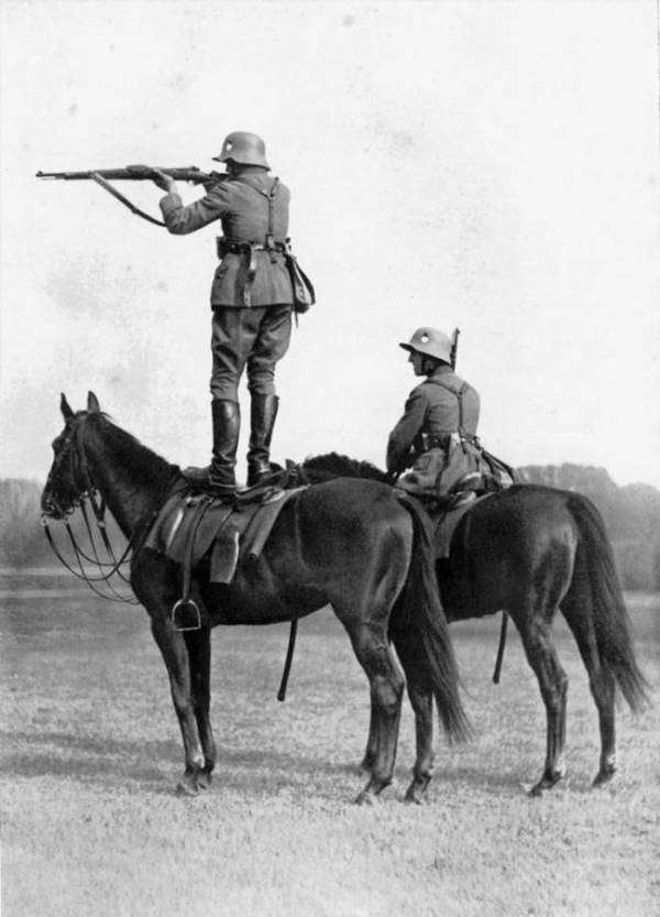 Shooting practice for German soldiers in 1935.