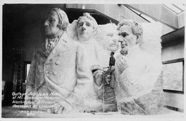 The original prototype of Mt. Rushmore in 1941- this was before funding ran out.
