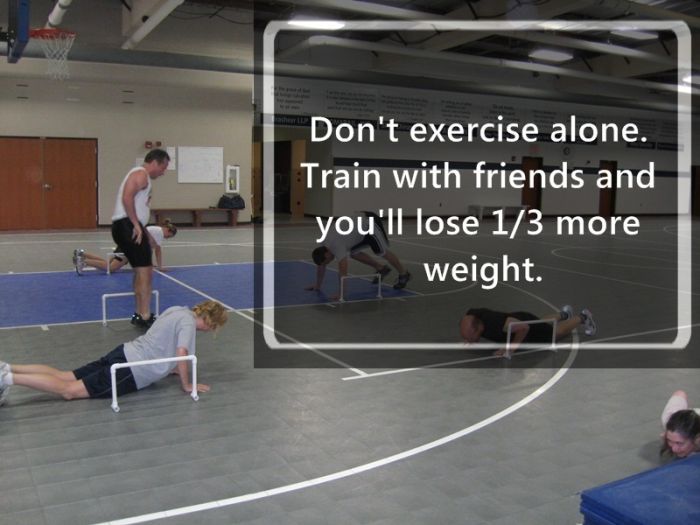 sport venue - Don't exercise alone. Train with friends and you'll lose 13 more weight.