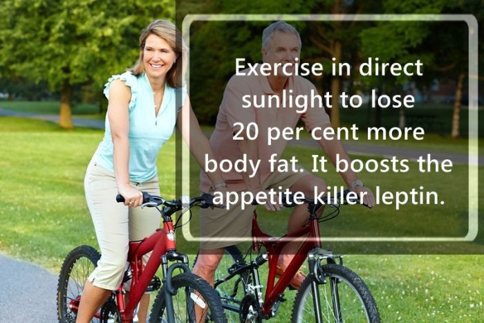 baby boomers working out - Exercise in direct sunlight to lose 20 per cent more body fat. It boosts the appetite killer leptin.
