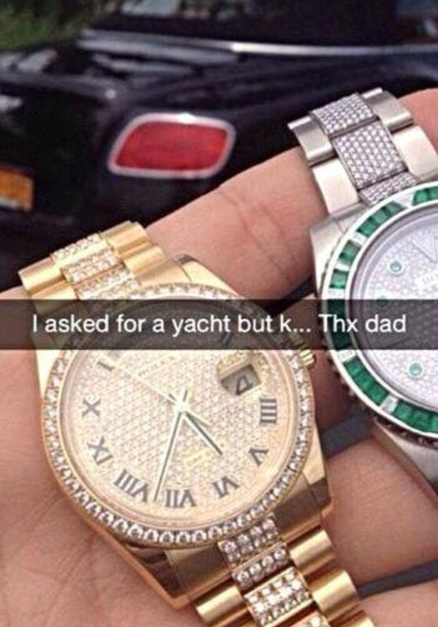 rich kid snapchat rich kids snapchat - I asked for a yacht but k... Thx dad Dia Anne