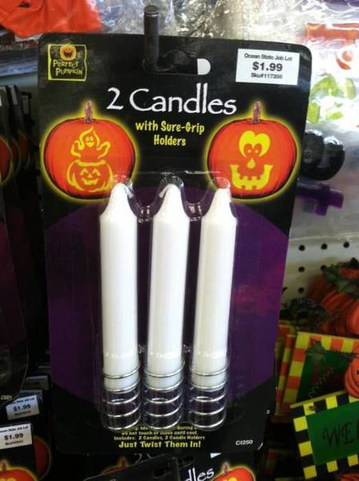 packaging lies - Perfect $1.99 $1.99 Pumpkin Se 2 Candles with SureGrip Holders M unt $1.99 Quines what can alder Just Twist Them In! caso