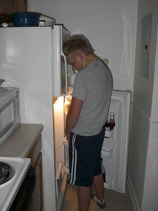 peeing in fridge