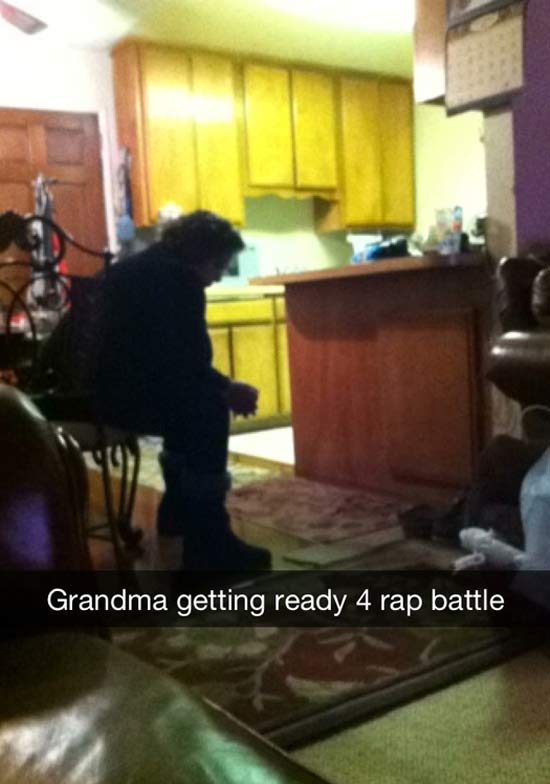 funniest snapchats 4 - Grandma getting ready 4 rap battle