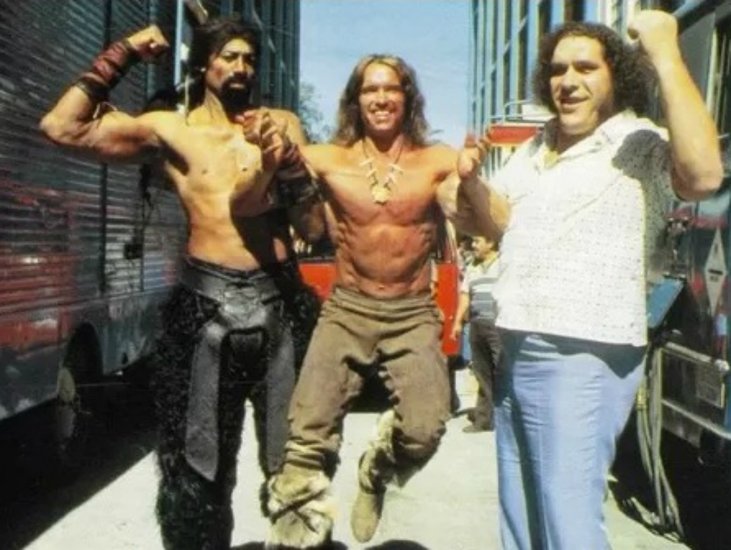 Wilt Chamberlain,Arnold Schwarzenegger and Andre the Giant...if you didn't know.