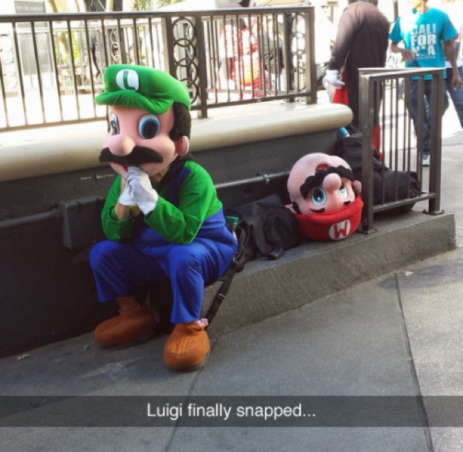 epic snapchat funny snapchat jokes - W Luigi finally snapped...