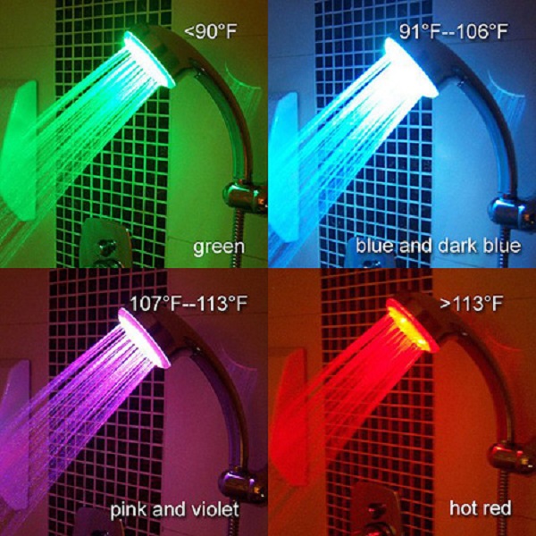Light Changes According to Temperature Shower Head
