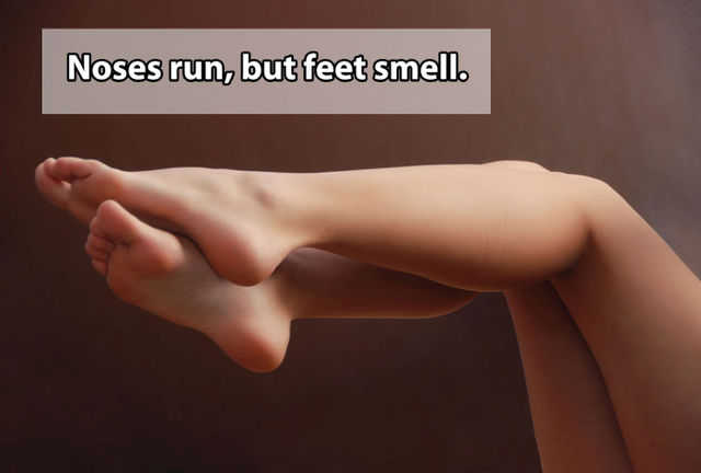 women feet - Noses run, but feet smell.