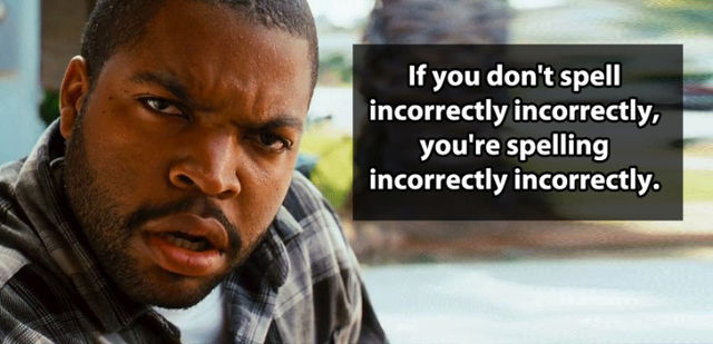 ice cube stare gif - If you don't spell incorrectly incorrectly, you're spelling incorrectly incorrectly.