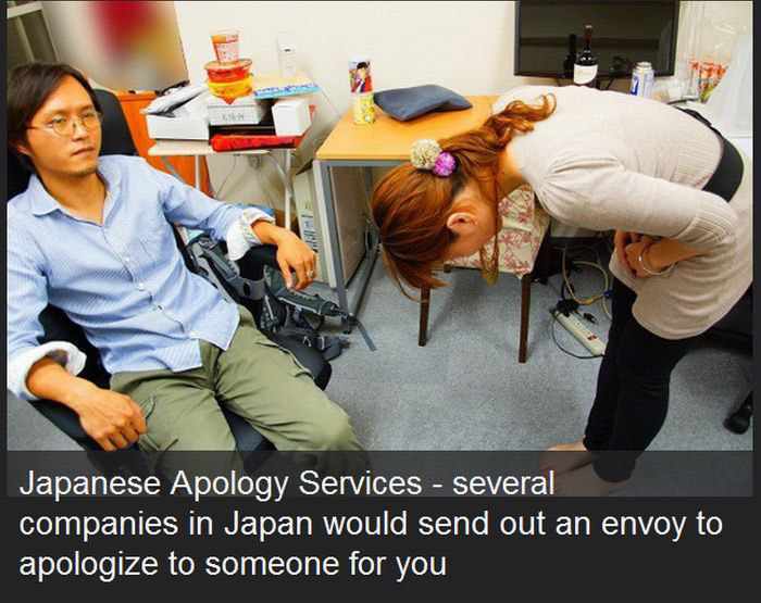 weird services in japan - Japanese Apology Services several companies in Japan would send out an envoy to apologize to someone for you