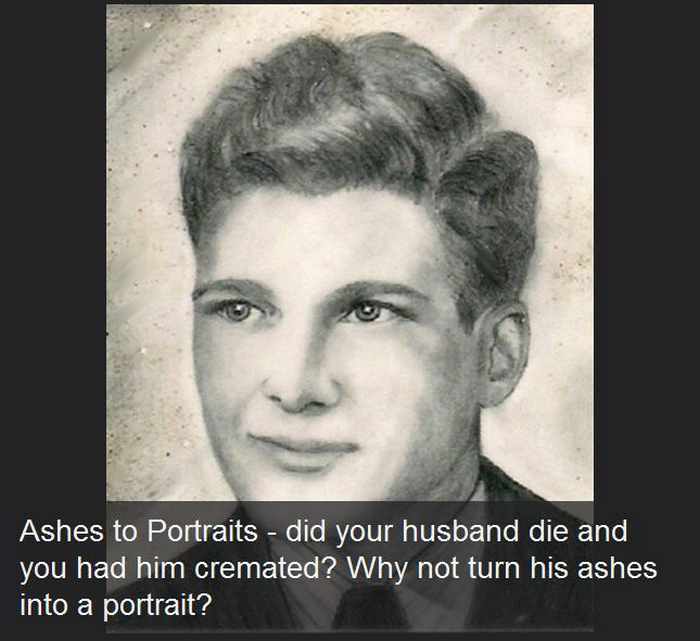 hairstyle - Ashes to Portraits did your husband die and you had him cremated? Why not turn his ashes into a portrait?