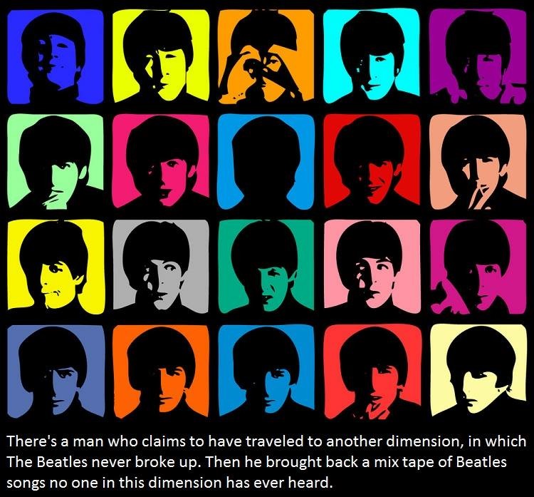 hard day's night - There's a man who claims to have traveled to another dimension, in which The Beatles never broke up. Then he brought back a mix tape of Beatles songs no one in this dimension has ever heard.