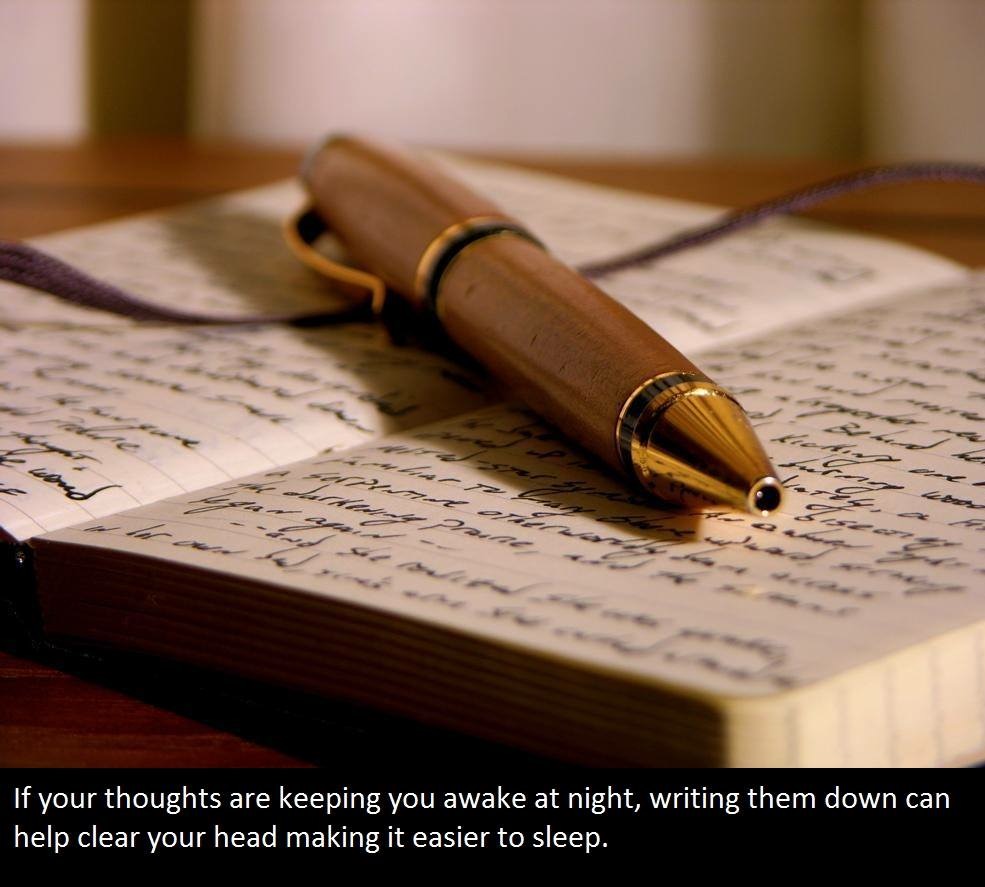 writing art - If your thoughts are keeping you awake at night, writing them down can help clear your head making it easier to sleep.