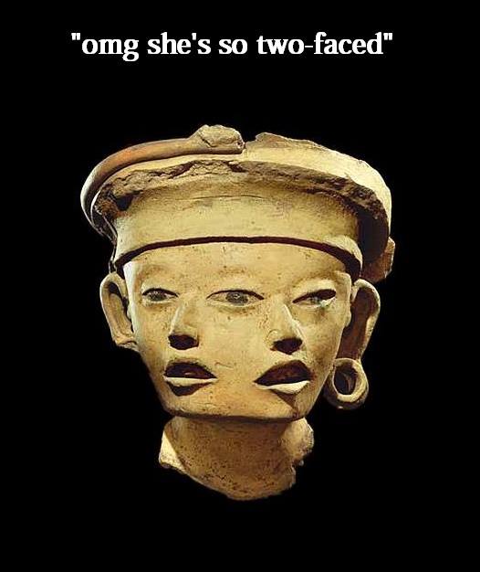 good logic meme - "omg she's so twofaced"