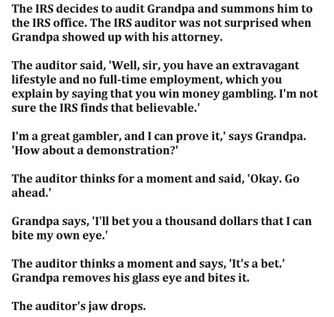 The IRS Audits An Elderly Man That Loves To Gamble