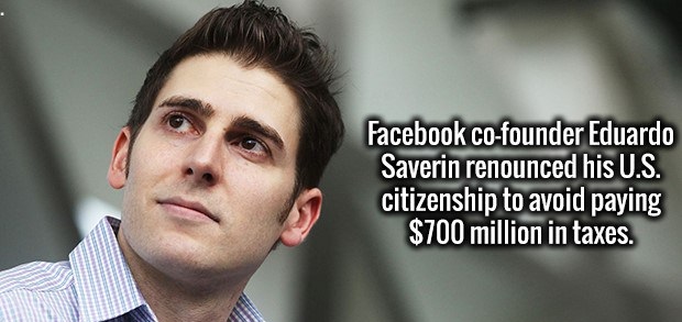 photo caption - Facebook cofounder Eduardo Saverin renounced his U.S. citizenship to avoid paying $700 million in taxes.