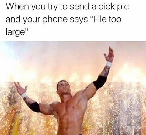 you try to send a dick - When you try to send a dick pic and your phone says "File too large"