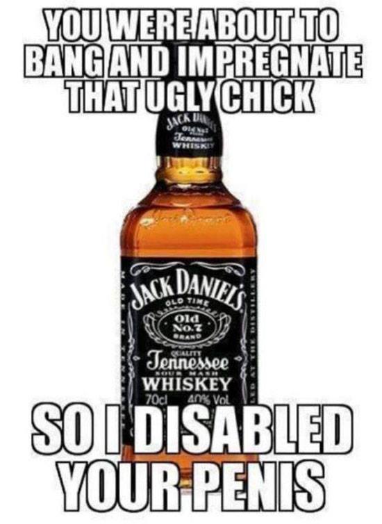 jack daniels humor - You Were About To Bangand Impregnate Thatuglychick Jenisk Tennessee Whiskey 70c An Vol So I Disabled Your Penis