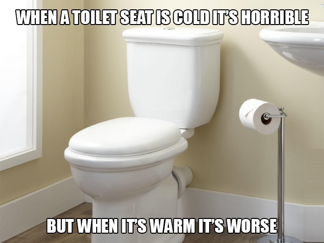 funniest things that are so true - When A Toilet Seat Is Cold Its Horrible But When Its Warm It'S Worse