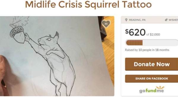 memes - casey chadwick norwich ct - Midlife Crisis Squirrel Tattoo Reading, Pa Wishes $620 of $2,000 Raised by 10 people in 18 months Donate Now On Facebook gofundme