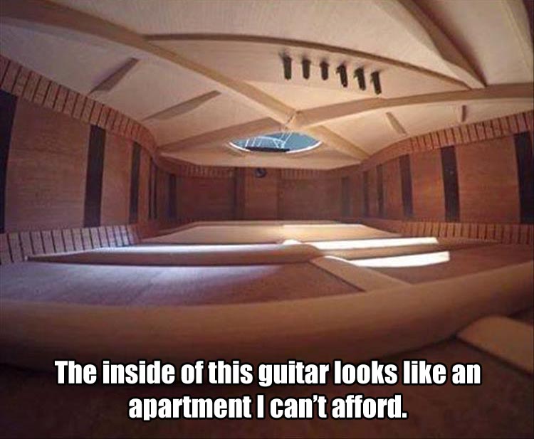 memes - inside of a guitar looks like - The inside of this guitar looks an apartment I can't afford.