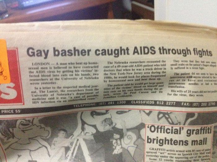 gay basher meme - Gay basher caught Aids through fights Tonton A whe best photo The Nebras restricted the sexualmen believed to Sve Confrared of 49. old Aids who told The Adn Virus by vleis d orfers that when he w rock drivers were in Tected blood to cuts