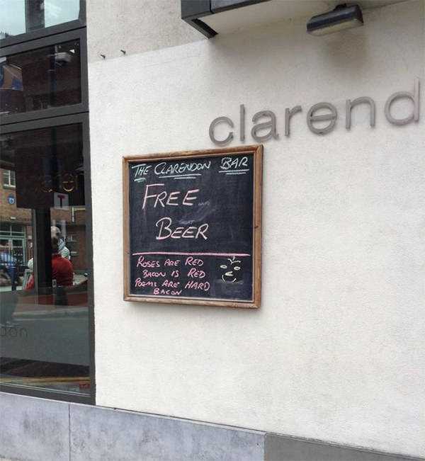 window - clarend The Clarendon Bar Ree Beer Roses Are Red 3400US Red Poant Are Hard Bacon