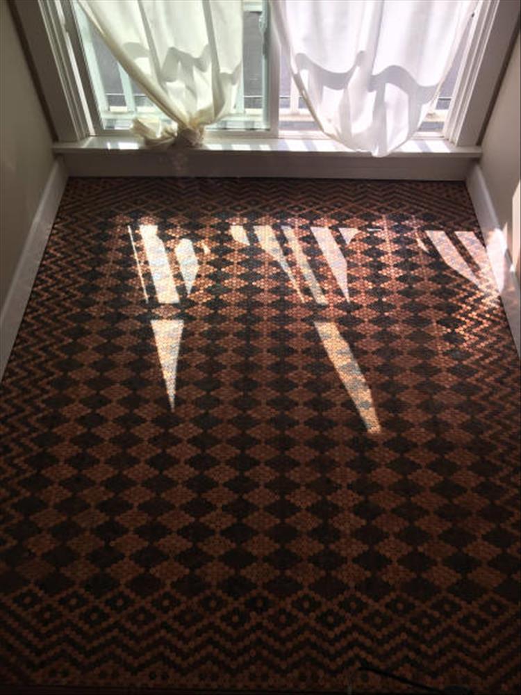 Man Uses $350 Worth Of Pennies For Tile Flooring And It's Beautiful